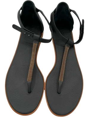 Brunello Cucinelli "Volcano" Monili Chain Flat Thong Sandal
