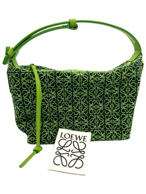 LOEWE Jacquard Anagram Calfskin Small Cubi Bag Apple Green