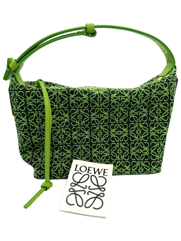 LOEWE Jacquard Anagram Calfskin Small Cubi Bag Apple Green
