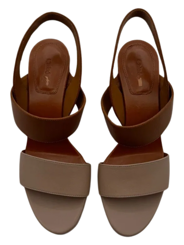 Chloe Mia Two Tone Block Heel Sandals