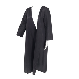 PAMELLA ROLAND Minimalist Black Satin Blazer Structured Eve Coat, Medium