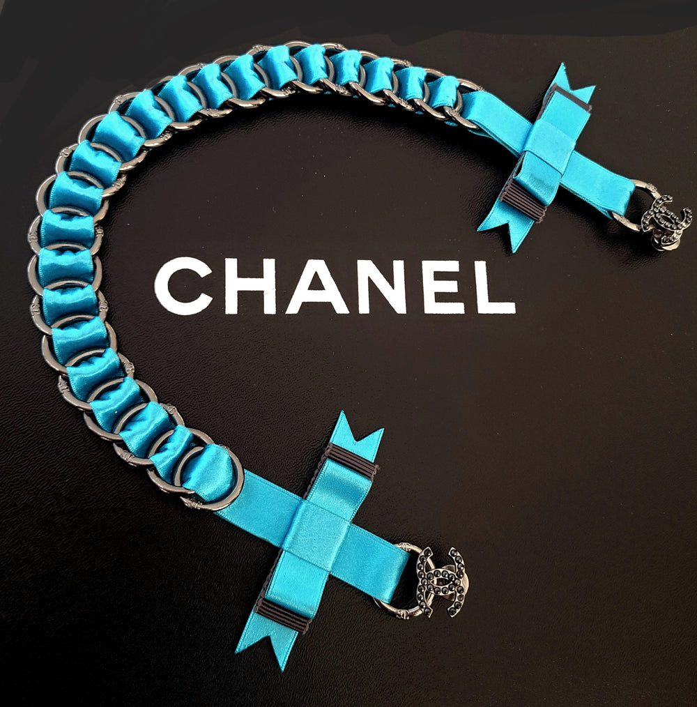 Chanel Fall 2002 Turquoise Double CC Pin On Chain