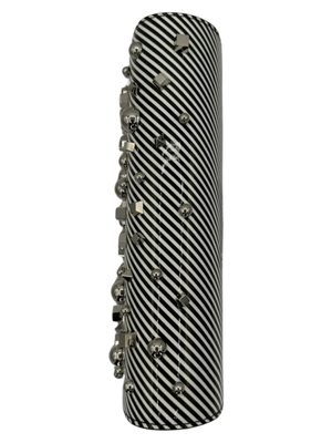 CHRISTIAN LOUBOUTIN Patent Striped Spikes Paloma Clutch BRAND NEW