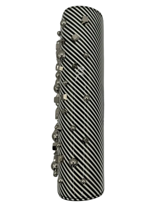 CHRISTIAN LOUBOUTIN Patent Striped Spikes Paloma Clutch BRAND NEW