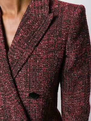 Givenchy Paris - Red Black and White Textured Double Breasted Strong Shoulder Peak Lapel Blazer/Jacket/Coat – Size 44