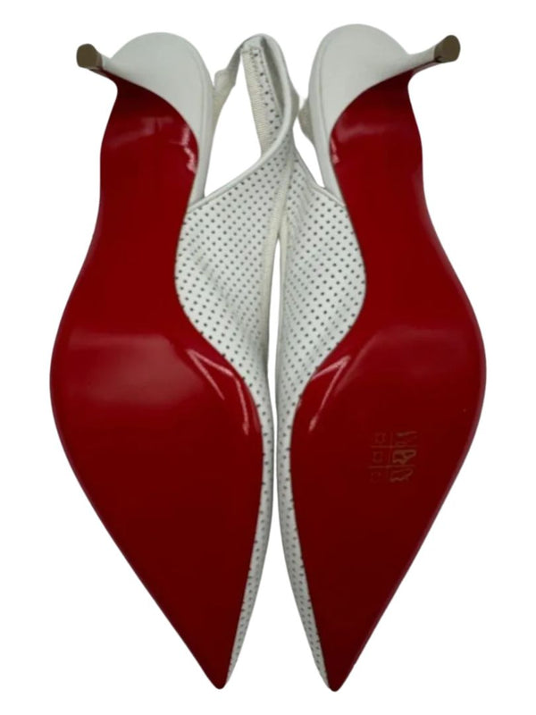 Christian Louboutin HALL SLING PUMP Perforated Leather Heels - Suze 39.5 *NEW*