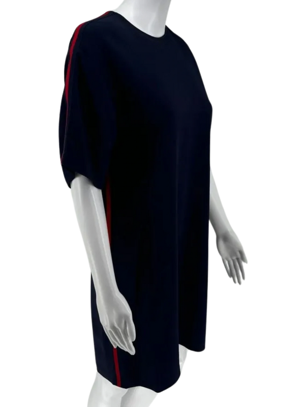 Gucci Dress Stretch Blue Jersey Tunic with Iconic Ribbon