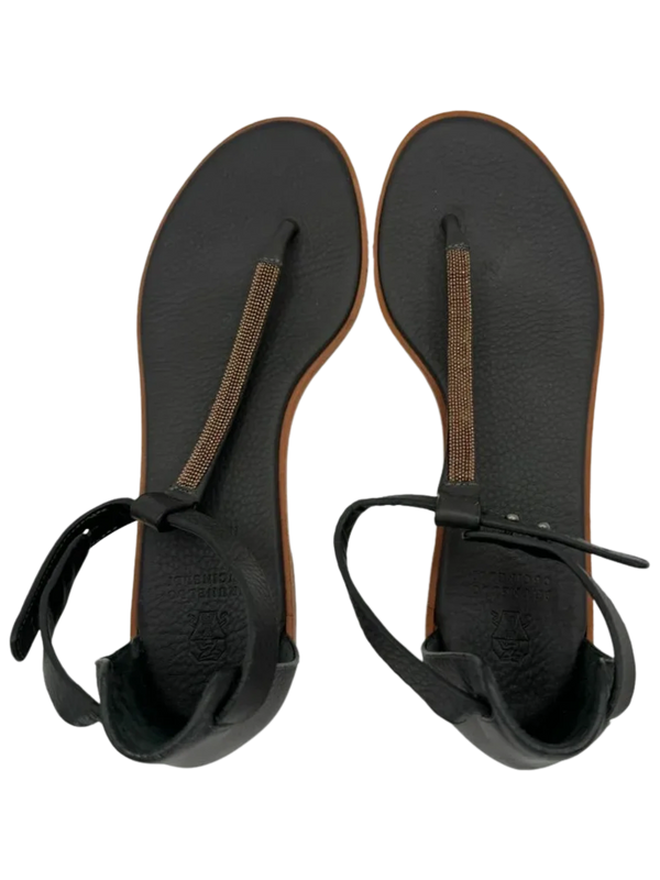 Brunello Cucinelli "Volcano" Monili Chain Flat Thong Sandal