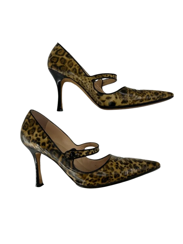Manolo Blahnik Leopard Mary Janes