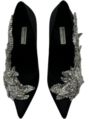 BALENCIAGA Sequin-embellished satin pumps *NEW*