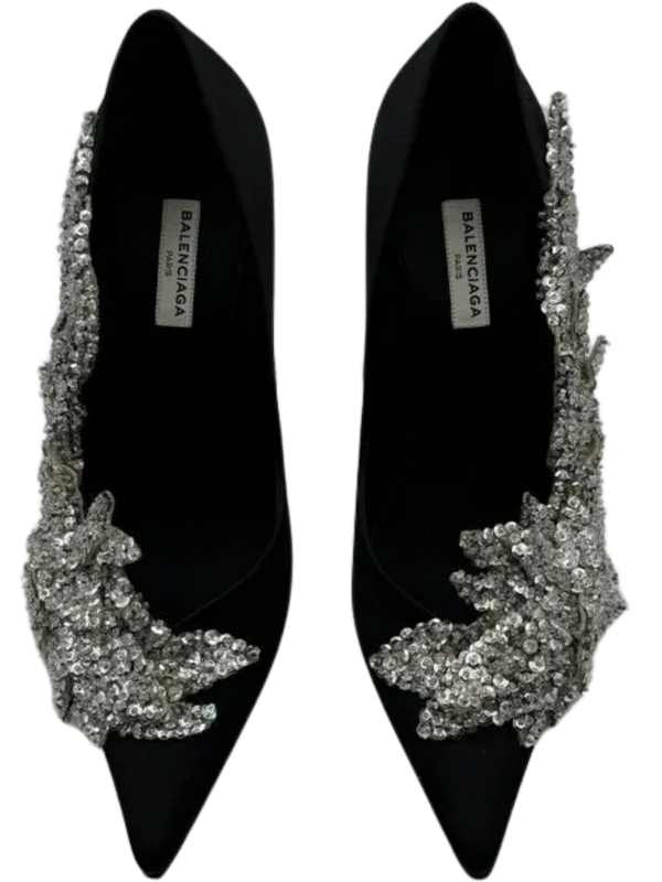 BALENCIAGA Sequin-embellished satin pumps *NEW*