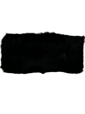 Saint Laurent Fur Courtney Fold-Over Clutch Black