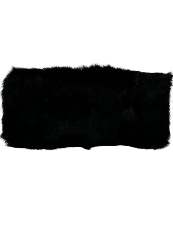 Saint Laurent Fur Courtney Fold-Over Clutch Black