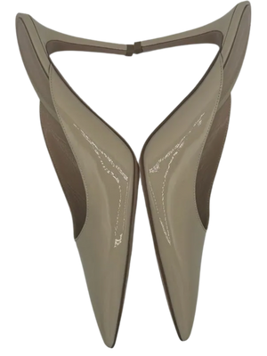 Gianvito Rossi Cream Patent Leather Paige Mules