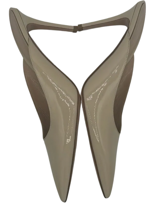 Gianvito Rossi Cream Patent Leather Paige Mules