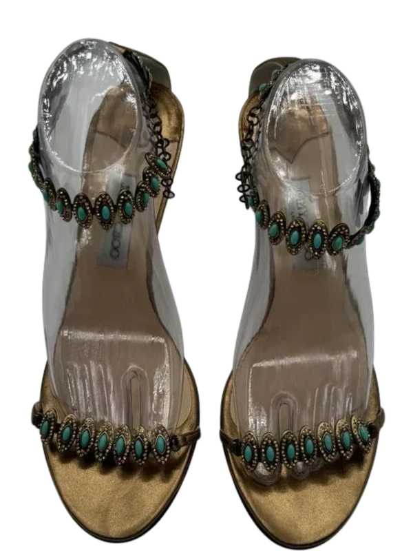 Jimmy Choo Heeled Sandals Adorned With Turquoise Jewels