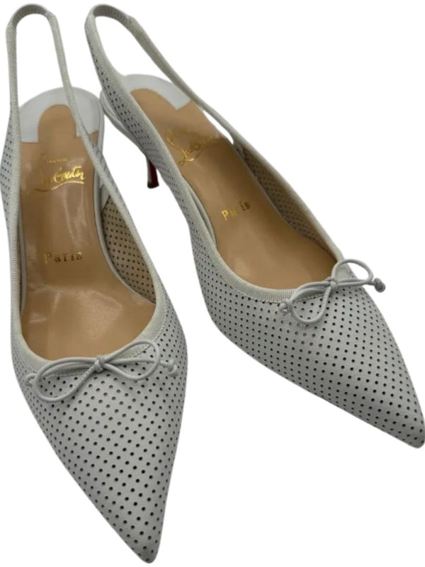 Christian Louboutin HALL SLING PUMP Perforated Leather Heels - Suze 39.5 *NEW*