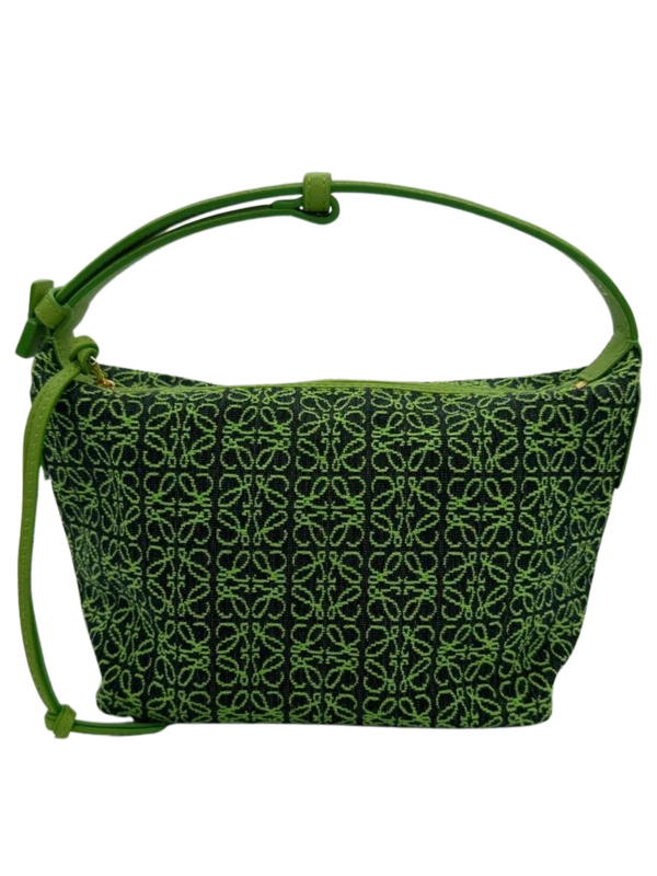 LOEWE Jacquard Anagram Calfskin Small Cubi Bag Apple Green