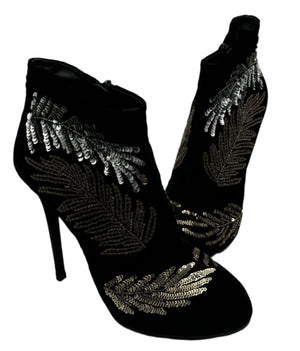 Roger Vivier Metallic Sequin Booties - Size 39.5