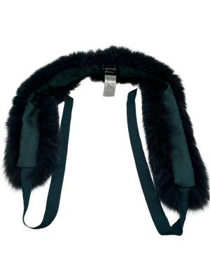 Lanvin Teal Fox Wrap Collar With Grosgrain Ribbon Tie