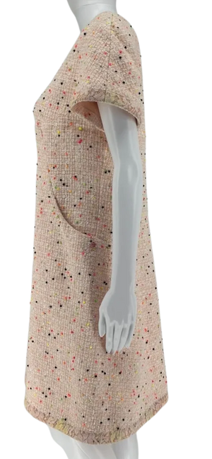 Chanel Runway SS 2019 Pink/Coral Pompom Tweed Dress