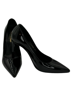 Saint Laurent Black Patent Leather Pointed Toe Pumps - Sz 38.5