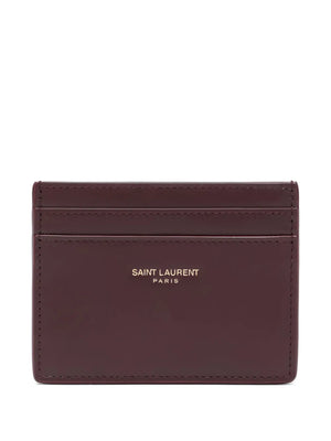 Saint Laurent Leather Card Holder - New In Box- Hot Wine