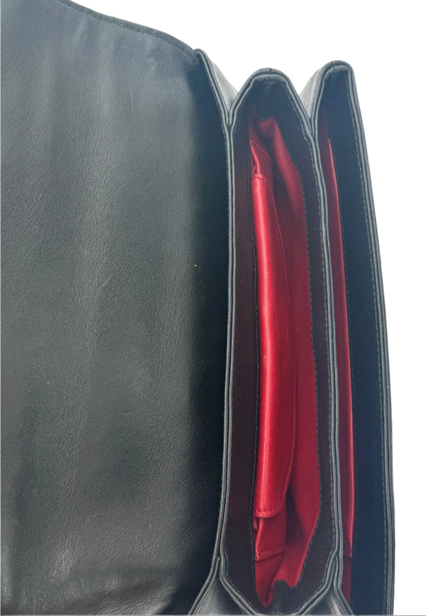 Prada Tessuto Nylon Soft Calf Grommet Chain Shoulder Bag Nero Black