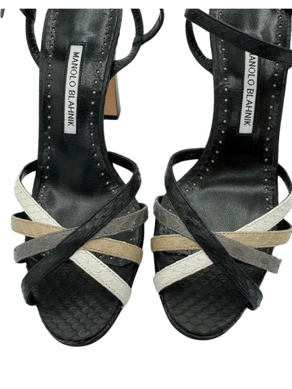 Manolo Blahnik "Masilva" Multi Colored Snakeskin Sandal *NEW*