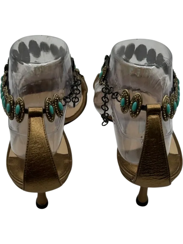 Jimmy Choo Heeled Sandals Adorned With Turquoise Jewels