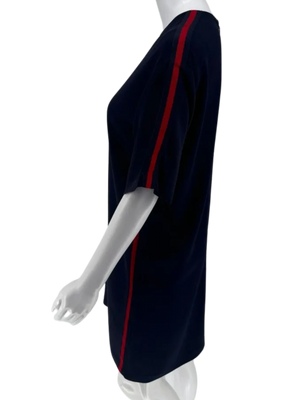 Gucci Dress Stretch Blue Jersey Tunic with Iconic Ribbon