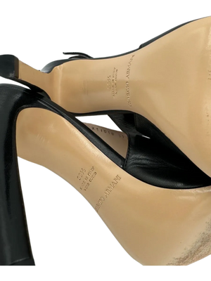 Giorgio Armani Black Leather Slingbacks - Size 39.5