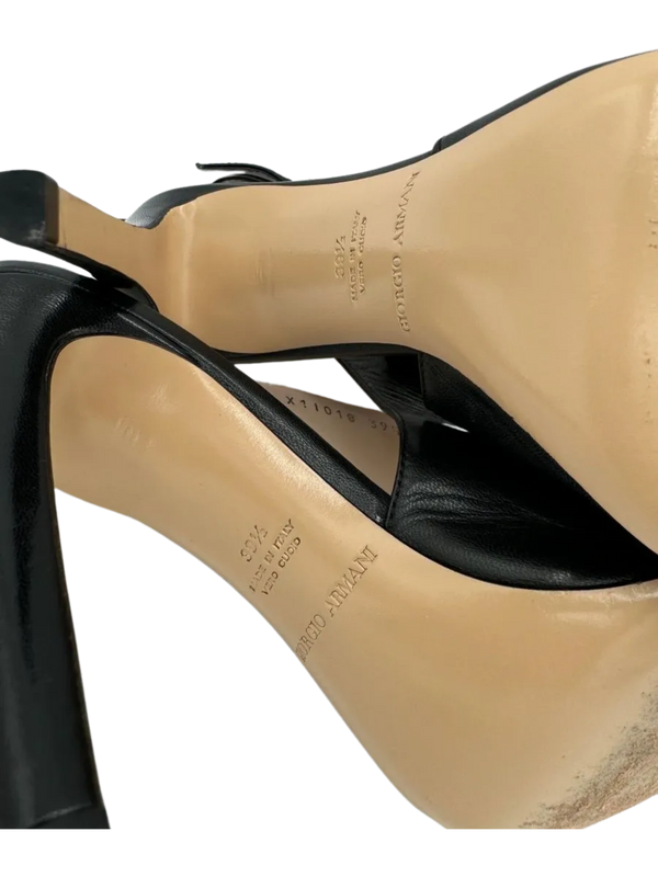 Giorgio Armani Black Leather Slingbacks - Size 39.5