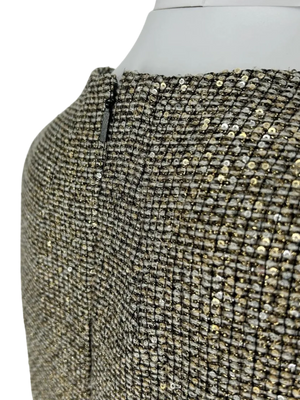 Saint Laurent Sleeveless Tweed Sparkly and Sequined Shift Dress – Size 44 FR
