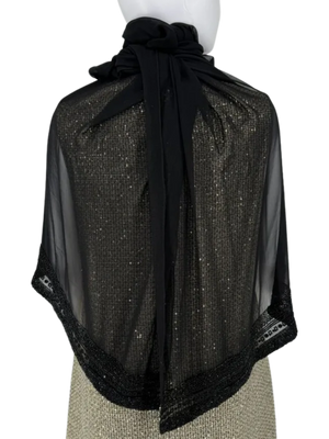 Pamella Roland Beaded Trim Sheer Shawl