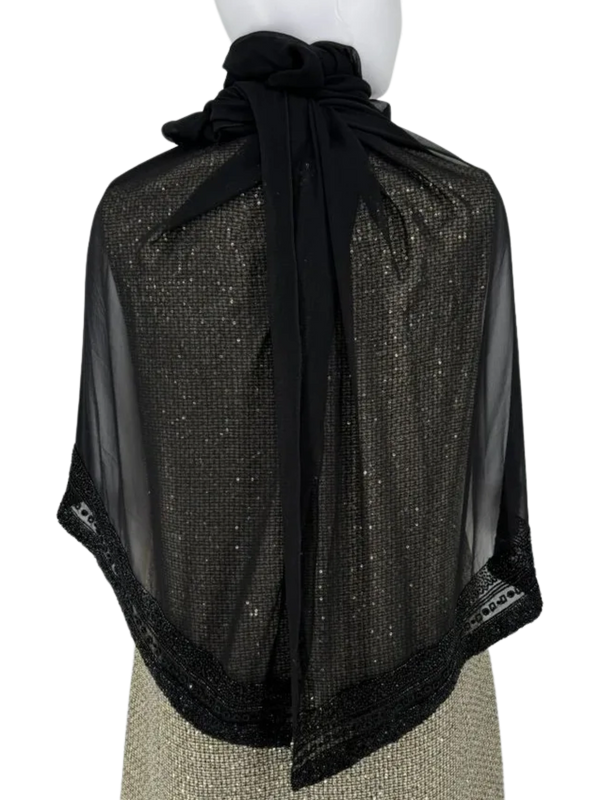 Pamella Roland Beaded Trim Sheer Shawl