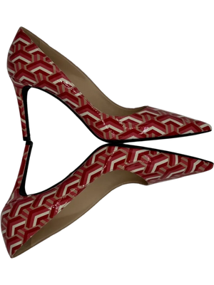 Prada Vernice St. Twis Patent Leather Pointed Toe Logo Heels *NEW*