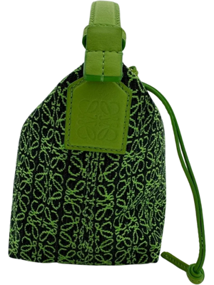 LOEWE Jacquard Anagram Calfskin Small Cubi Bag Apple Green