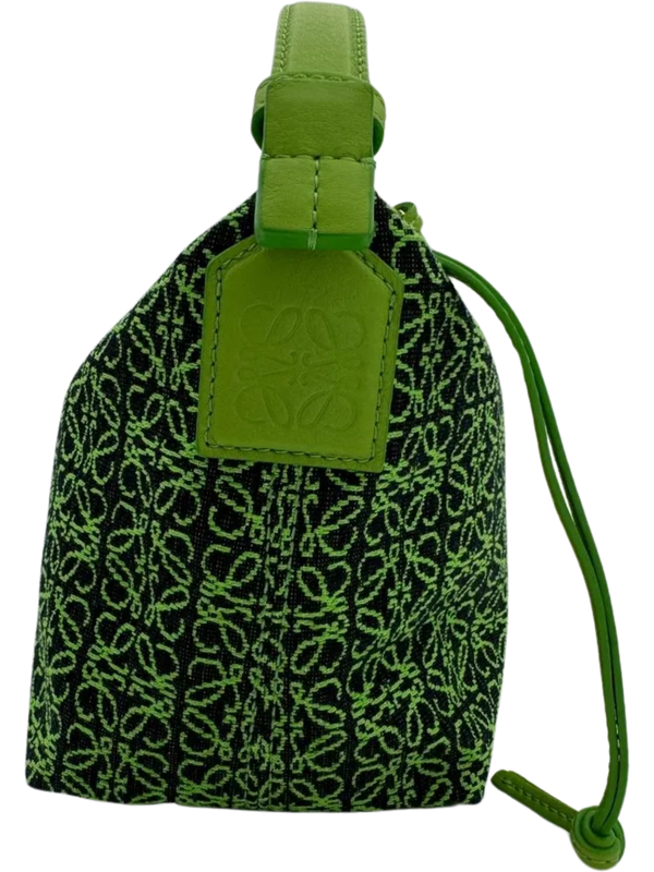 LOEWE Jacquard Anagram Calfskin Small Cubi Bag Apple Green