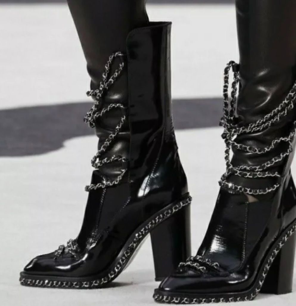 Chanel Runway  2013 'Chain Obsession' Patent Leather Combat Boots – Size 41