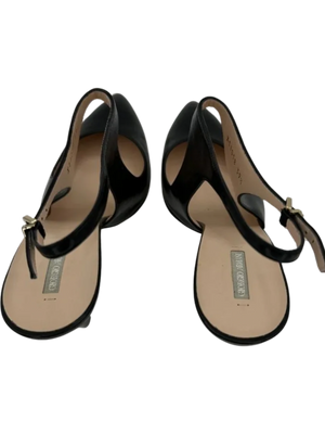 Giorgio Armani Black Leather Slingbacks - Size 39.5