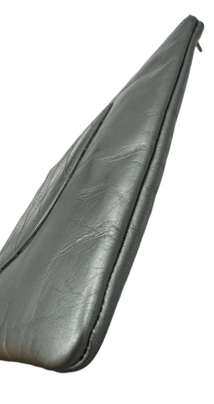 Chanel Written In Chain Metallic Crumpled Calfskin Signature Pouch Silver