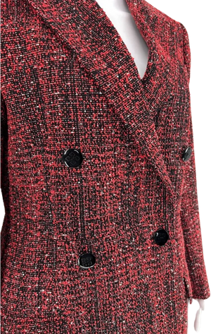 Givenchy Paris - Red Black and White Textured Double Breasted Strong Shoulder Peak Lapel Blazer/Jacket/Coat – Size 44