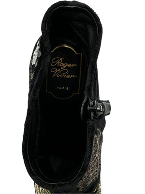 Roger Vivier Metallic Sequin Booties - Size 39.5