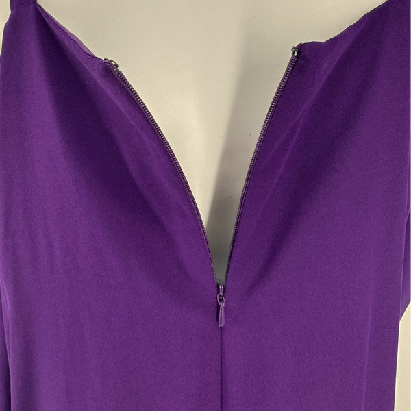 PAMELLA ROLAND Purple Cold Shoulder Beaded Neck Long Sleeve Maxi Dress 10.