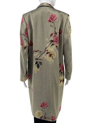 Dries Van Noten Olive Metallic Roses Duster/Jacket/Evening Coat Size 42