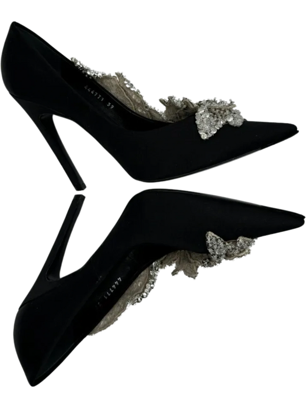 BALENCIAGA Sequin-embellished satin pumps *NEW*