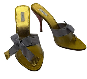 Prada Vintage Purple Ribbon and Pink Velvet Pumps - 38 EU