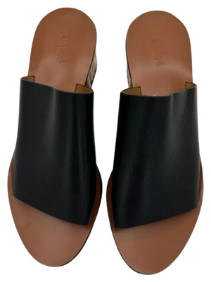 Chloe Qassie Leather Block-Heel Mule Sandal - Size 39.5