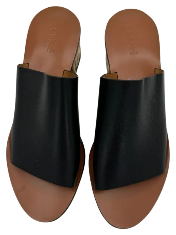 Chloe Qassie Leather Block-Heel Mule Sandal - Size 39.5